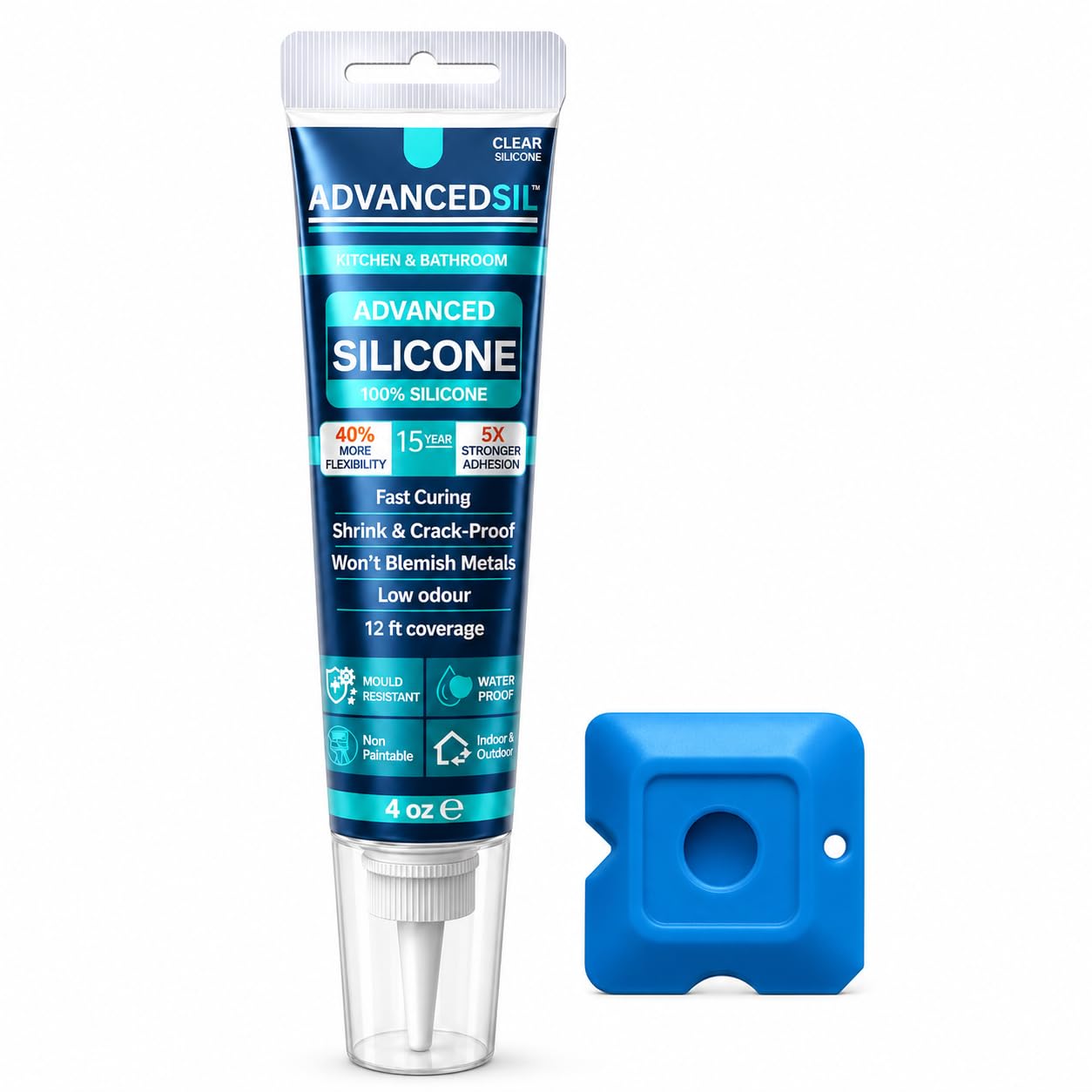 Silicone Sealant – Clear Kitchen & Bathroom Silicone Sealant | Waterproof & Anti-Mould Protection - 120ml