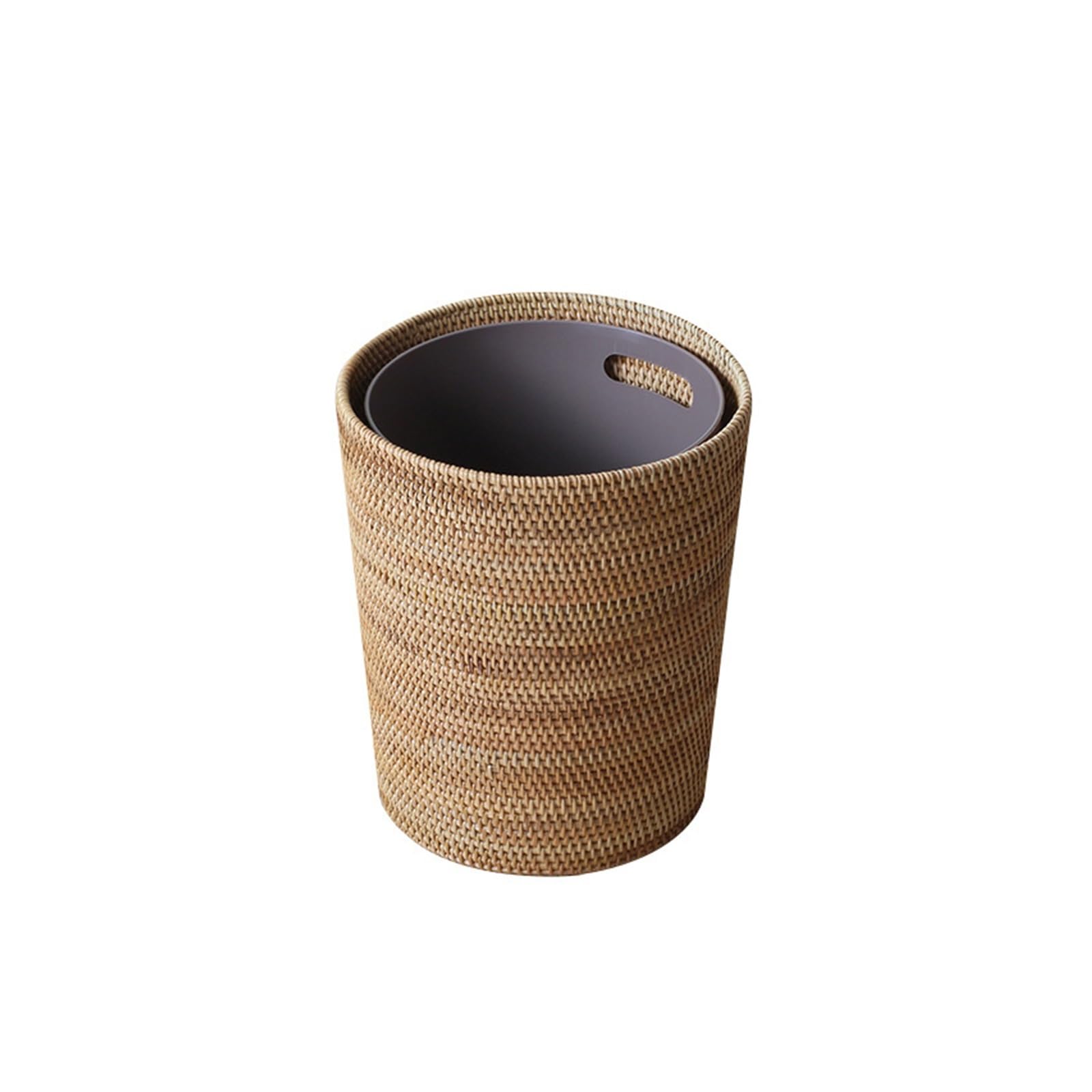 LLLY Rattan Storage Can Trash Bin Storage Basket Cylinder Inner Tank Desktop Waste Paper Bucket Household Without Cover