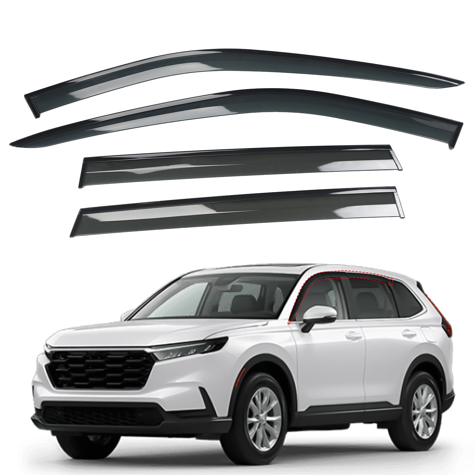 ZONFANT Window Rain Guards, Smoke Tinted Tape-On Side Window Deflectors, Sun Visor Rain Vent Window Guards (4 Pcs) Compatible with 2023 ~ Honda CR-V