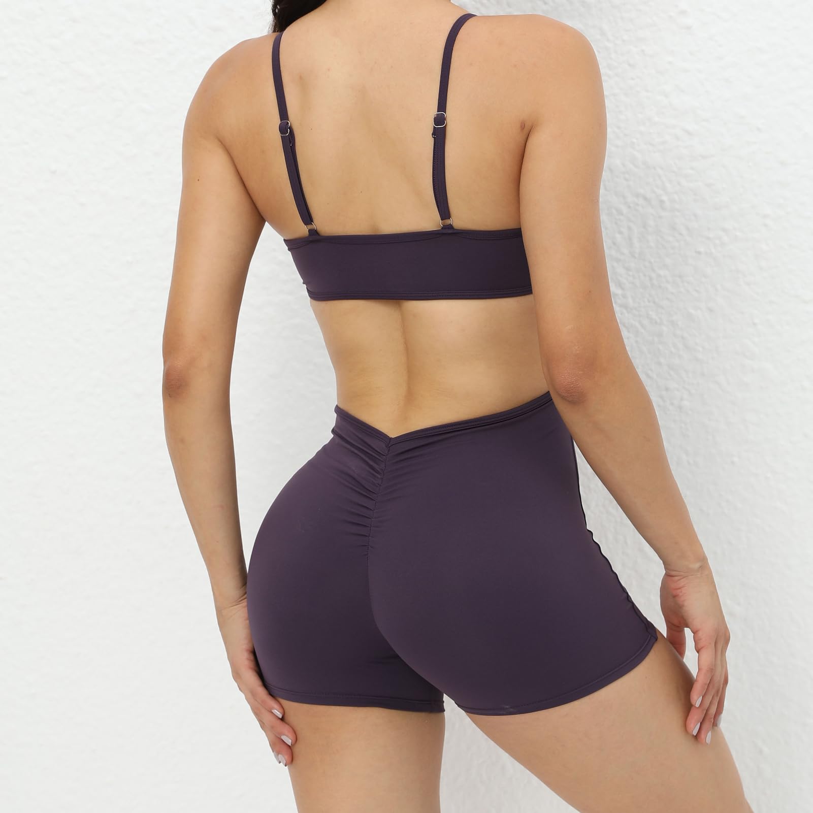 Mono de Yoga Sexy para Mujer - Body sin Mangas con Tiras y diseño sin Espalda, Mameluco Ajustado sin Costuras en Estilo Pantalones Cortos
