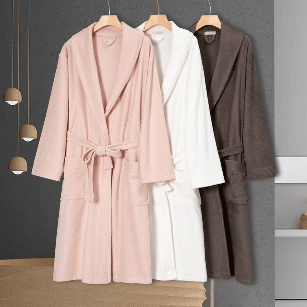 Albornoz de SPA Suave y cálido para Hotel, Bata de Toalla Unisex LongTerryTowel, Bata de baño para Mujer,Pink-Miss M
