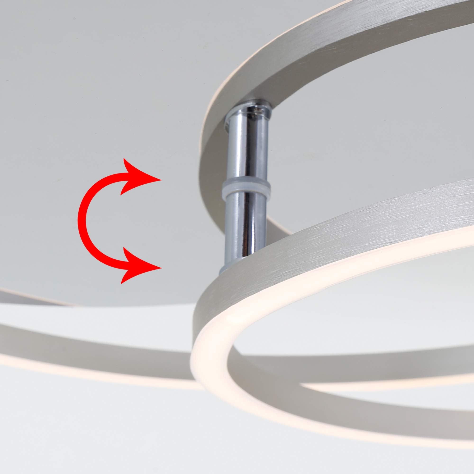 Briloner Leuchten - LED Deckenleuchte, Deckenlampe Dimmbar, inkl. Memoryfunktion, drehbar, 3.200 Lumen, Chrom-Alu, Durchmesser 30cm