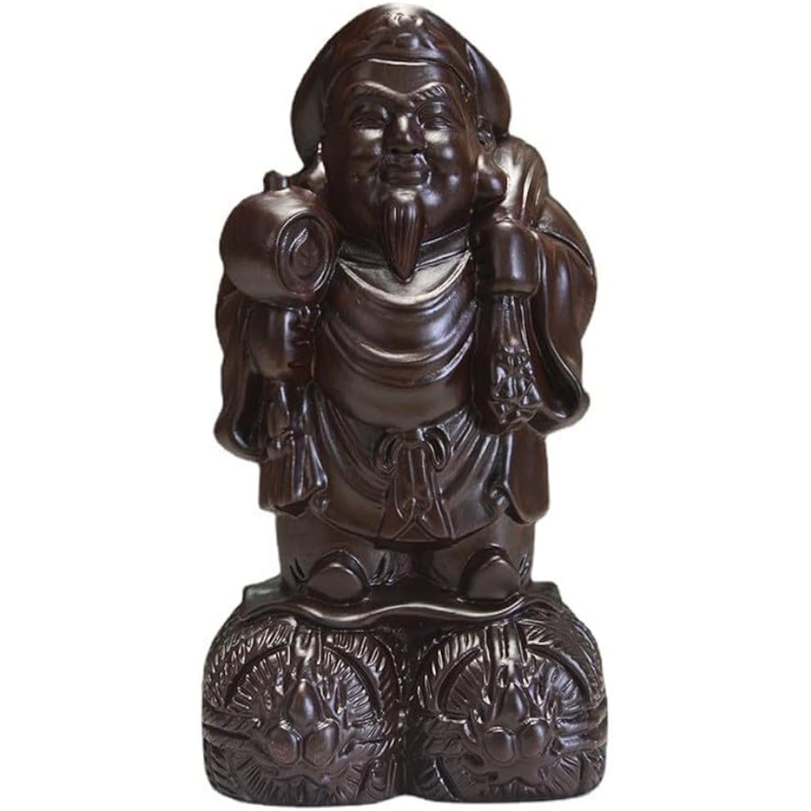 Amazon｜黒檀無垢材彫刻 大平天福仏像 福の神 木彫り仏像置物 開運