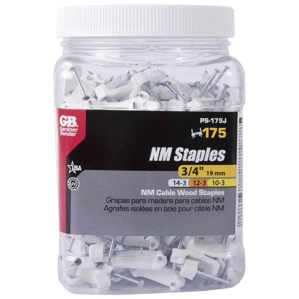Gardner Bender PS-175J Plastic Staple, 3/4 in. Secures 14/3, 12/3