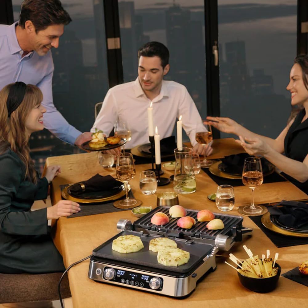 Braun MultiGrill 9 Pro CG 9140, grill elektryczny z 2 niezależnymi termostatami, 3 pozycje gotowania, płyty nadające się do mycia w zmywarce, tacka na tłuszcz, 2200 W, czarny/stal nierdzewna
