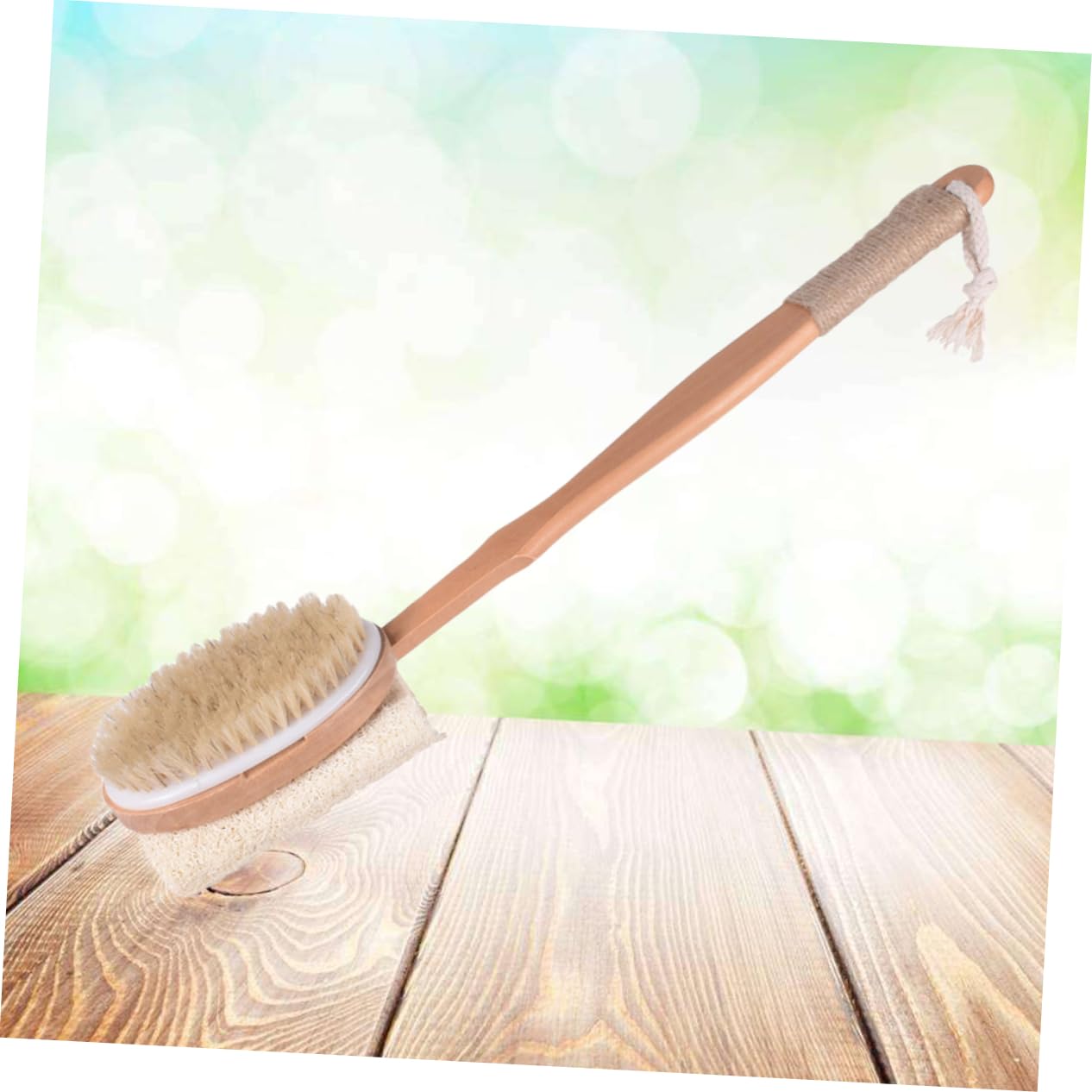 Healvian 2pezzi Spazzola Da Bagno Legno Con Manico Doppia Faccia Pennelli Naturali Per Massaggio e Esfoliazione Spugna Scrubber Antiscivolo Per Della e Benessere
