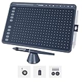 HUION HS611 Graphics Drawing Tablet Android Support Digital Art Tablet with Battery-Free Stylus 8192 Pen Pressure Tilt 8 Multimedia Keys 10 Hot Keys and Touch Ring, 10x6 inch Drawing Pad, Space Grey