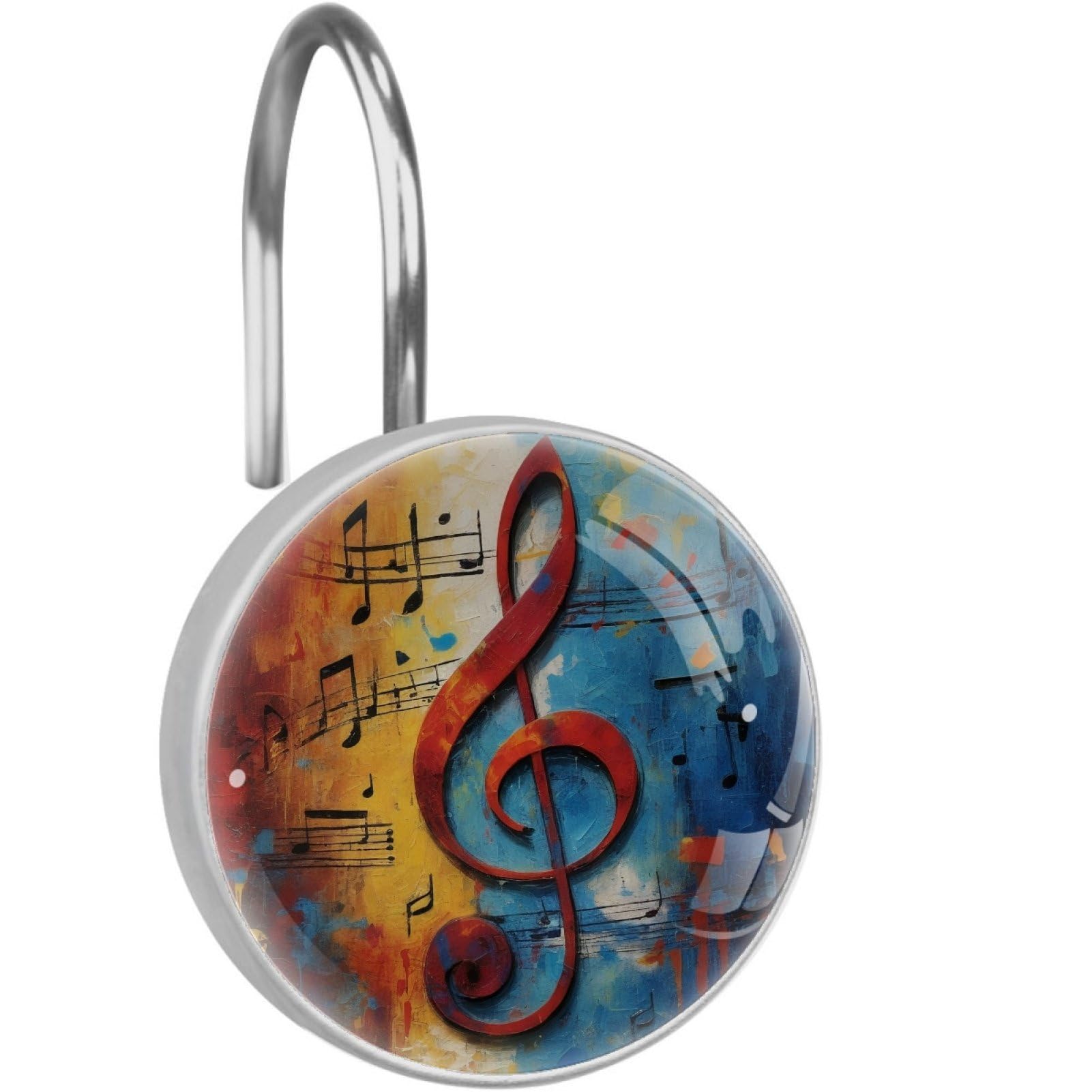 VAPOKF Decorative Shower Curtain Hooks, Musical Notations Rustproof Stainless Steel Shower Curtain Rings for Bathroom, Shower Curtain Hangers for Shower Rod, 12 Pack