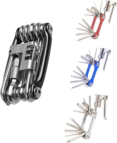 Multiherramienta para bicicletas, 16 en 1, compacta y ligera, herramienta de reparación de bicicletas, disponible en azul, rojo, negro y plateado,
