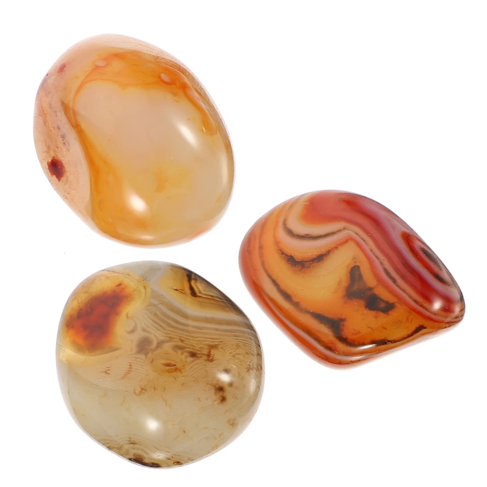 FOMIYES 3pcs Agate Stone Decor River Rocks Yoga Meditation Tumbled Crystal Fountain Stones Agates Worry Pocket Stone Crystals Healing Stone Sardonyx Pebble Agate Palm Stones to Heal Cactus