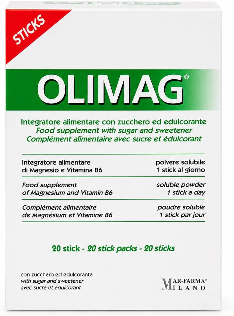 MAR-FARMA Olimag, High Absorption Magnesium with Vit B6, 20 Stick Packs