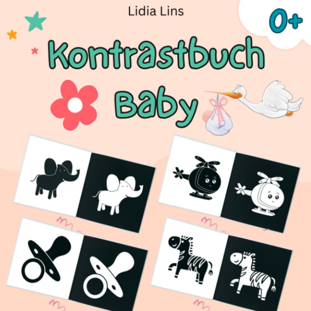Kontrastbuch Baby: Schwarz Weiß Buch Baby - Kontrastkarten Baby - Baby Buch ab 0 Monate (Baby Geschenk)