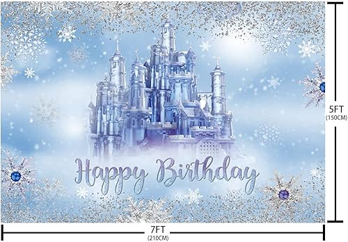 Miniatura 5 de AIBIIN Telón de fondo temático de castillo de hielo de 7 x 5 pies para fotografía, colgante de cristal congelado, blanco hielo y nieve, fondo de