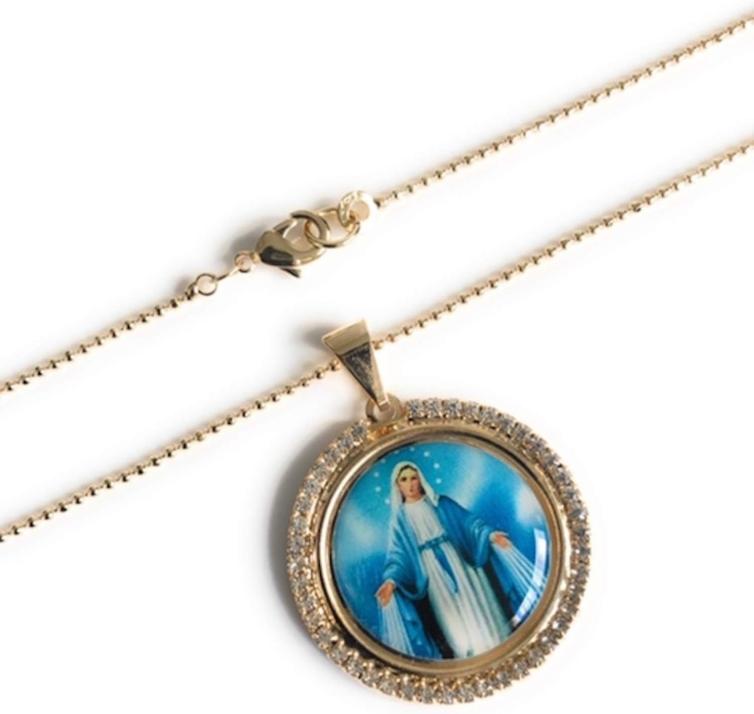 Miraculous Virgin Mary Necklace 17.5 Inches Ball Chain