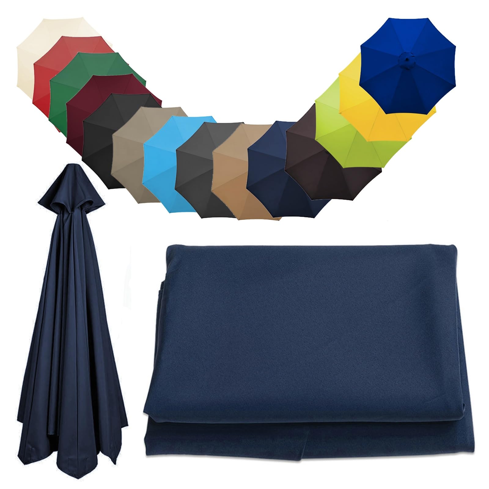 Replacement Parasol Canopy Sun Umbrella Replacement Cloth Replacement Parasol Fabric Cover For Garden Umbrella 2.0 m 2.7 m 3.0 m + 6 Arms/8 Arms(Color:Navy blue,Size:8 ribs-3.0 m(9.8ft))