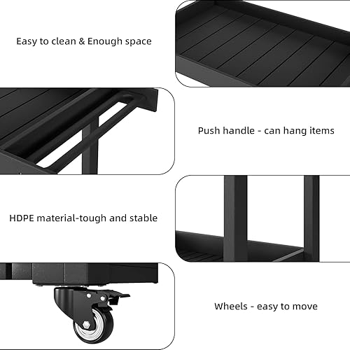 Miniatura 7 de Carrito de servicio con ruedas, capacidad de 500 libras, carrito de almacenamiento de bañera resistente, organizador de almacenamiento móvil