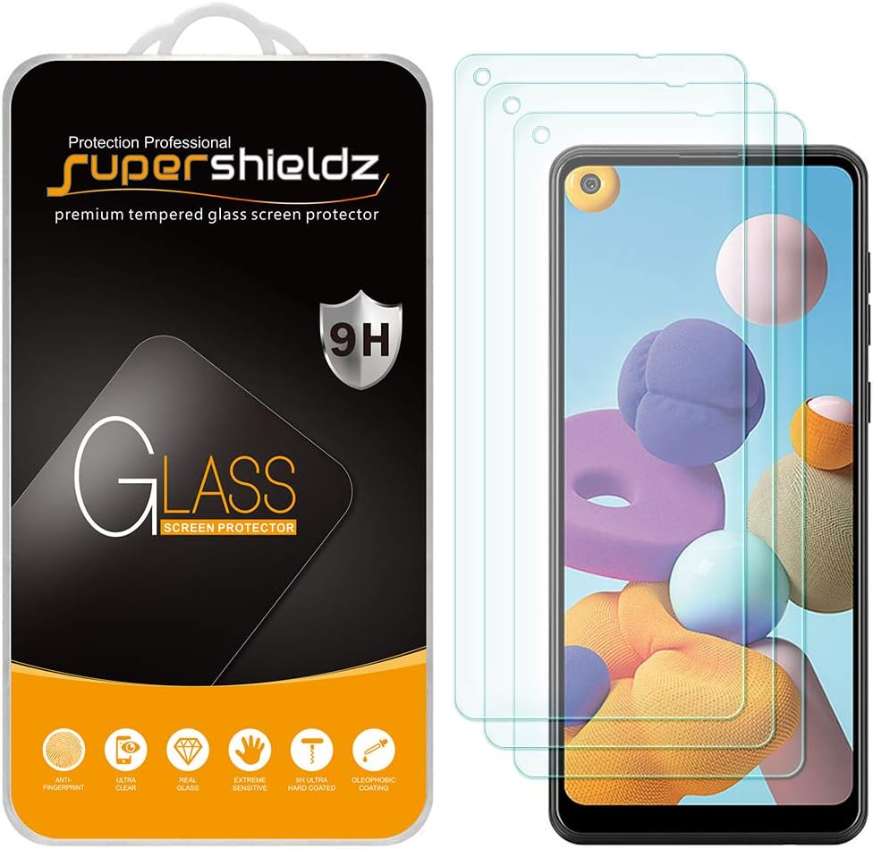 Supershieldz (3 Pack) Designed for Samsung Galaxy A21 Tempered Glass Screen Protector, Anti Scratch, Bubble Free