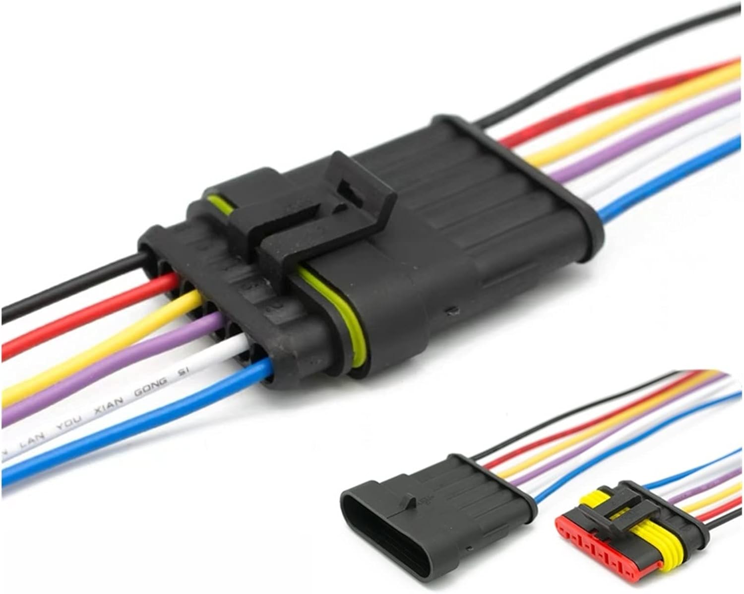 1 2 3 4 5 6 Pin AMP Auto Waterproof Electrical Connector Car Xenon Lam Plug Super Seal Female Male Wire Harness(2P Female Male)