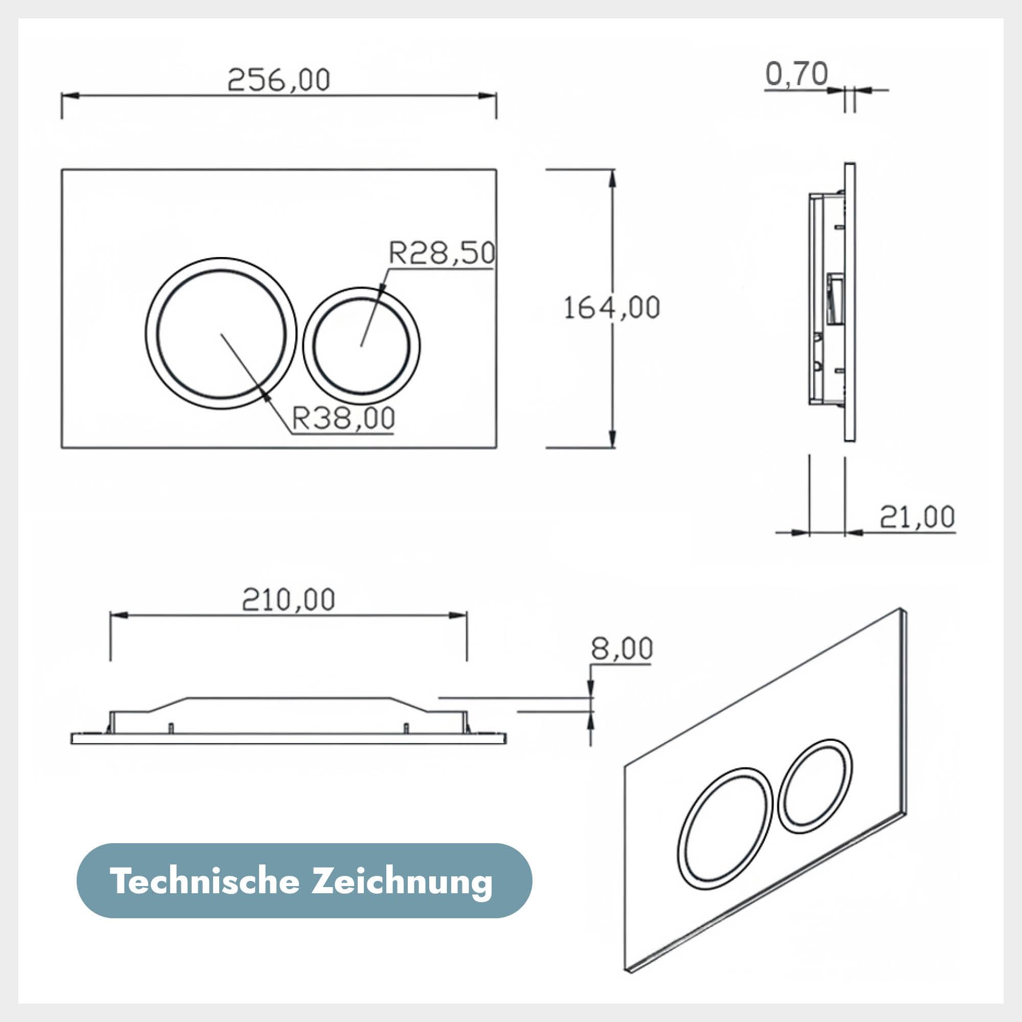 Drückerplatte Gunmetal, kompatibel mit Geberit Sigma UP 320, 1 Stück Betätigungsplatte