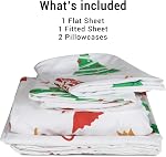 Hitime King Taille 4-Piece Ensemble de feuilles de Noël - Ultra Doucement & Feuilles de lit en polyester respirant, Literie de refroidissement toute saison avec poches profondes, ride & Résistant à la fade (caricature de Noël)