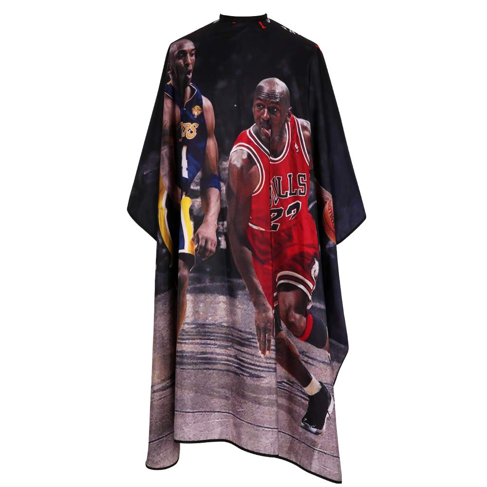 Capa de peluquería para hombres, resistente al agua, capa de salón profesional con cierre a presión, capa de peluquería de peluquería, tamaño: 165 x 147 cm (negro claro)