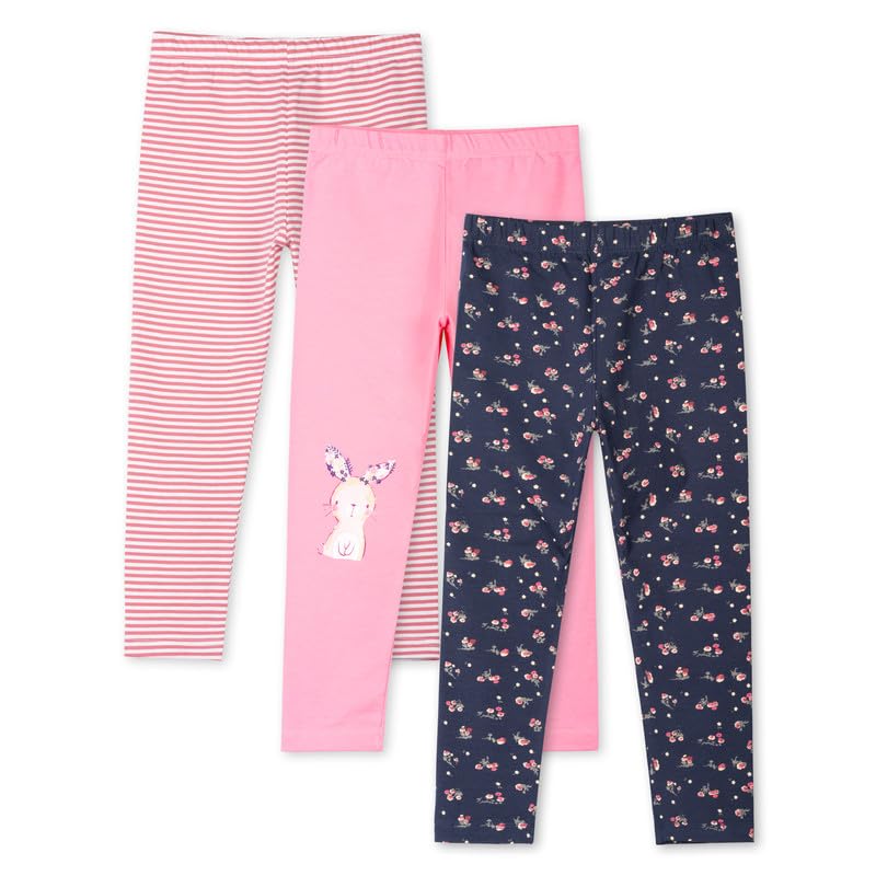 Image of Real Basics Girls Cotton Printed Non-Transparent Regular Fit Ankle Length Leggings (3 Leggings Set)