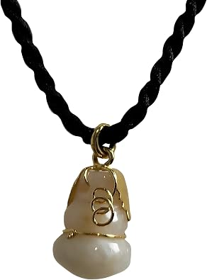 Premium Grade Light White Jade Gourd Pendant Necklace 1.100.50 Feng Shui Good Luck Amulet with 20 Black Rope & Gift Box