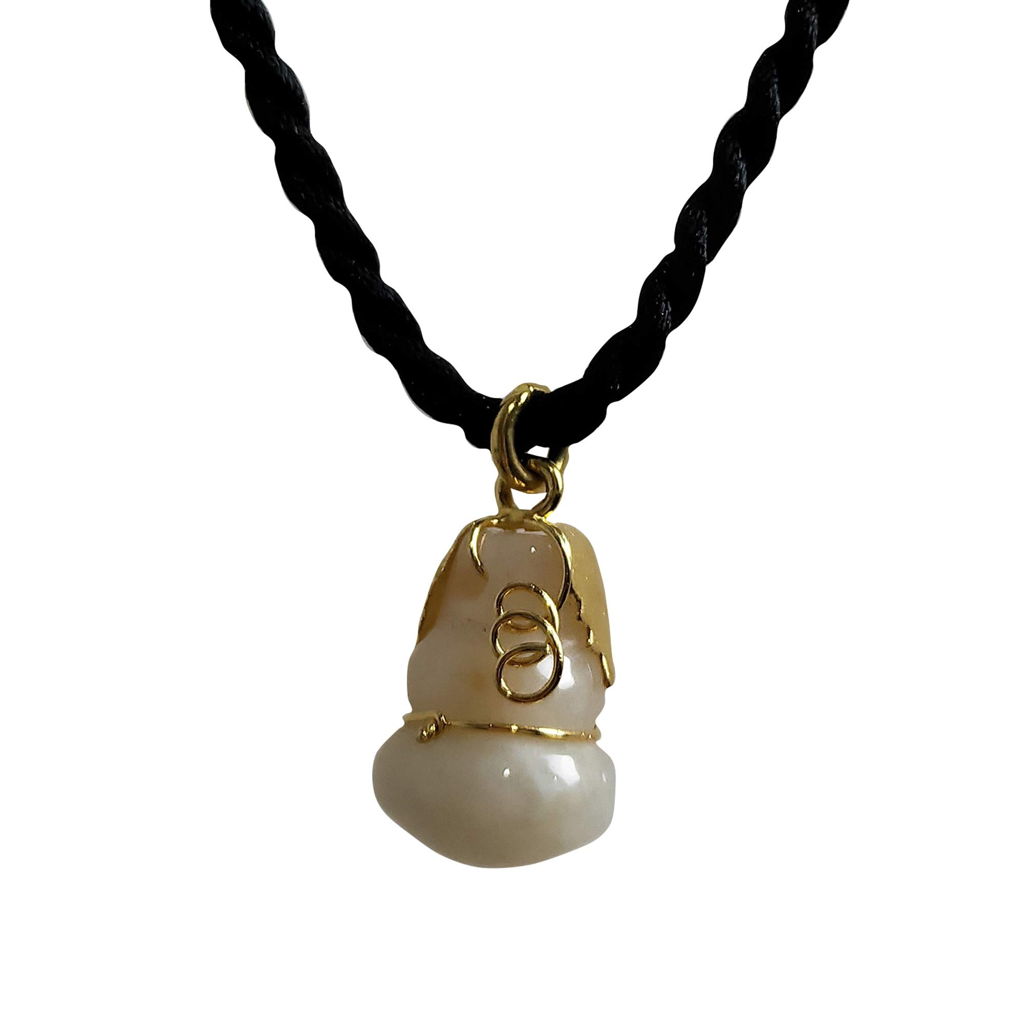 Heavens TvczHeavens Tvcz Light White Lucky Gourd Real Myanmar Jade Amulet Pendant Good Fortune Success Promote Love Wealth and Healthy