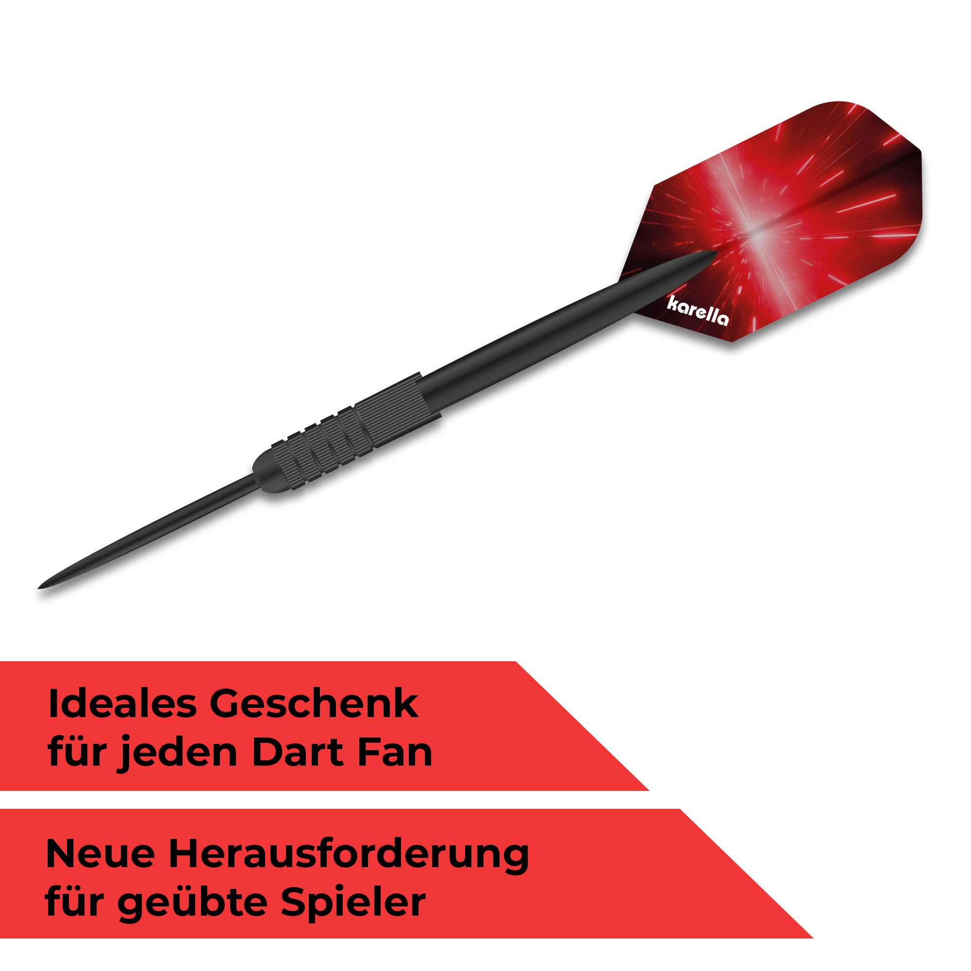 Karella Steeldarts Mini – 6 G Brass-Darts Mit Schwarzem Barrel, Nylonshaft, Stahlspitze, Länge 11,5 Cm, 3 Stück Im Blister, Für Alle Steel-Dartboards Karella Steeldarts Mini – 6 G Brass-Darts Mit Schwarzem Barrel, Nylonshaft, Stahlspitze, Länge 11,5 Cm, 3 Stück Im Blister, Für Alle Steel-Dartboards