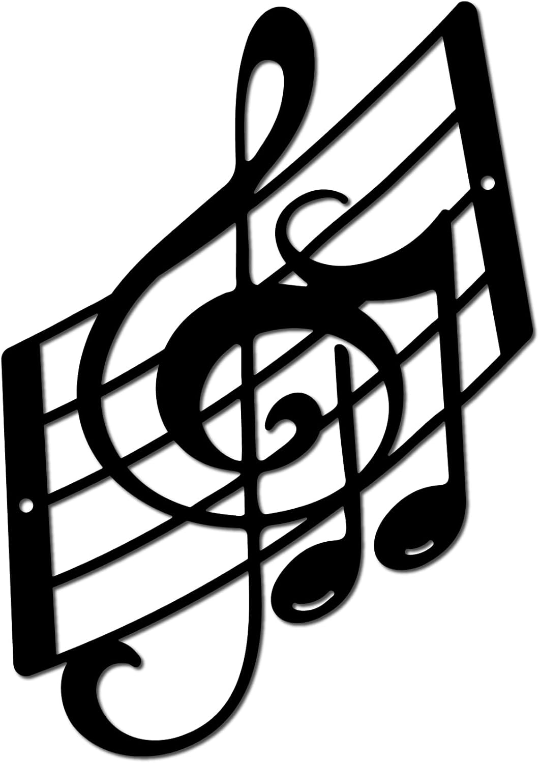CREATCABIN Music Notes Metal Wall Art Decor Musical Note Wall Hanging Plaques Ornament Iron Wall Art Sculpture Sign for Indoor Outdoor Home Balcony Garden Office Decoration Gift Black 11.8 x 7.9 Inch