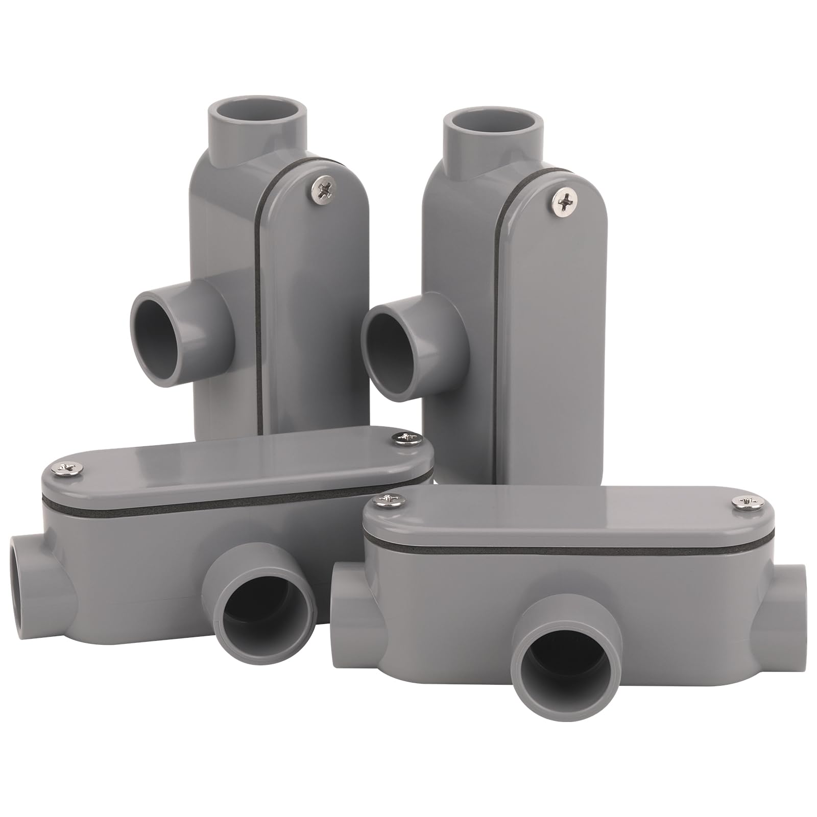 4Pack 3/4 Inch Rigid PVC Conduit Body Type LB, Slip x Slip PVC Conduit Bodies LB Type with Cover and Gasket, Gray — Amazon image 27