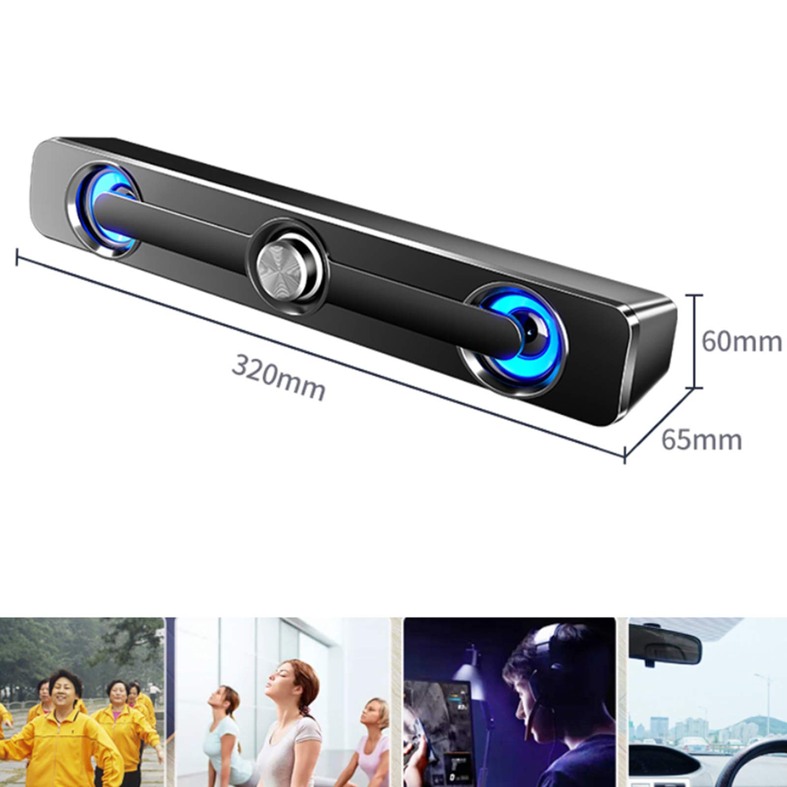 TV Sound Bar Bluetooth 5.0 z Sound Bar 2.0 Mini Przenośny Soundbar Zdalne sterowanie Podwójne metody połączenia dla smartfonów PC Muzyka i film Bezprzewodowe głośniki, białe The New