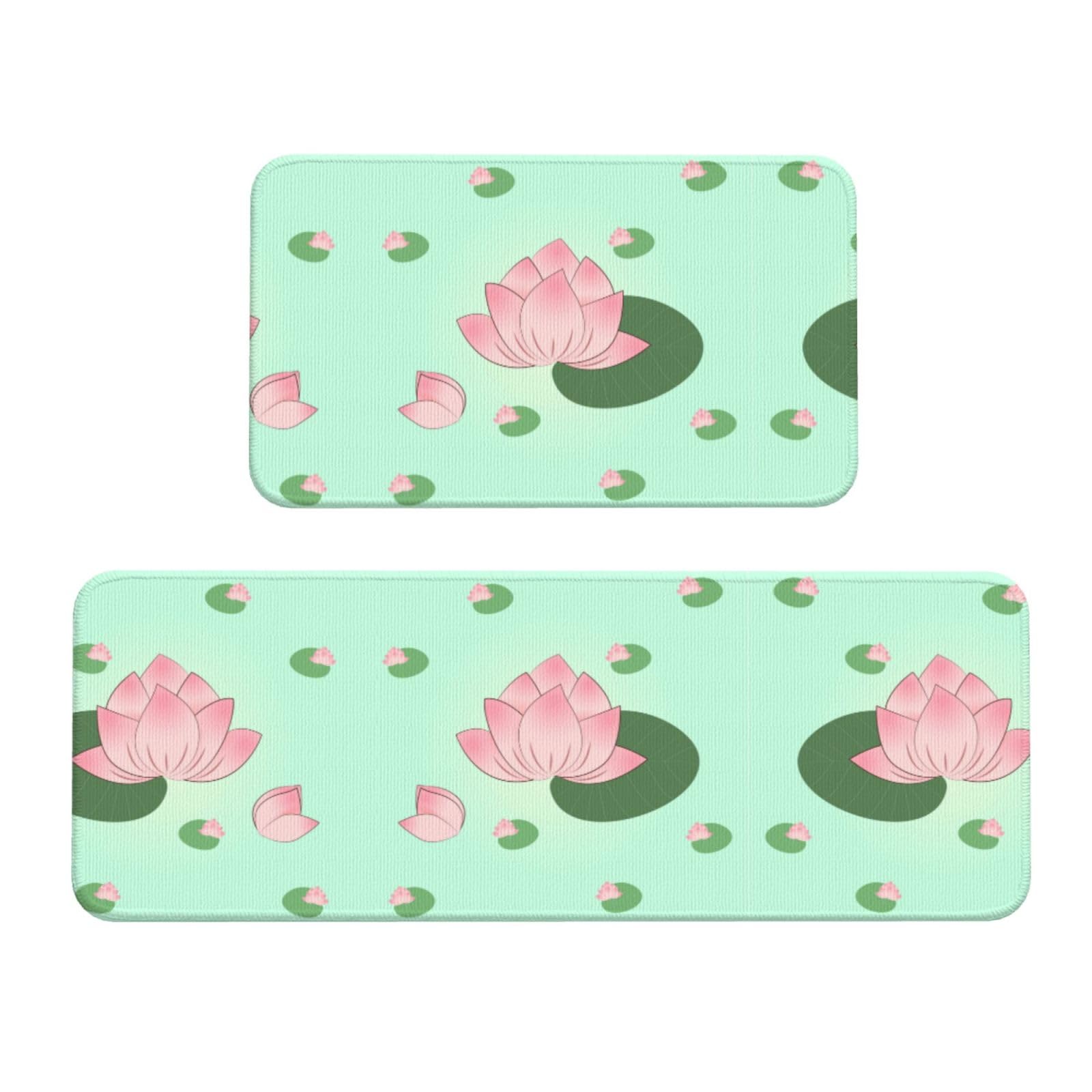 Alfombrillas de cocina antideslizantes para zonas de lavandería y entrada Lotus Flowers