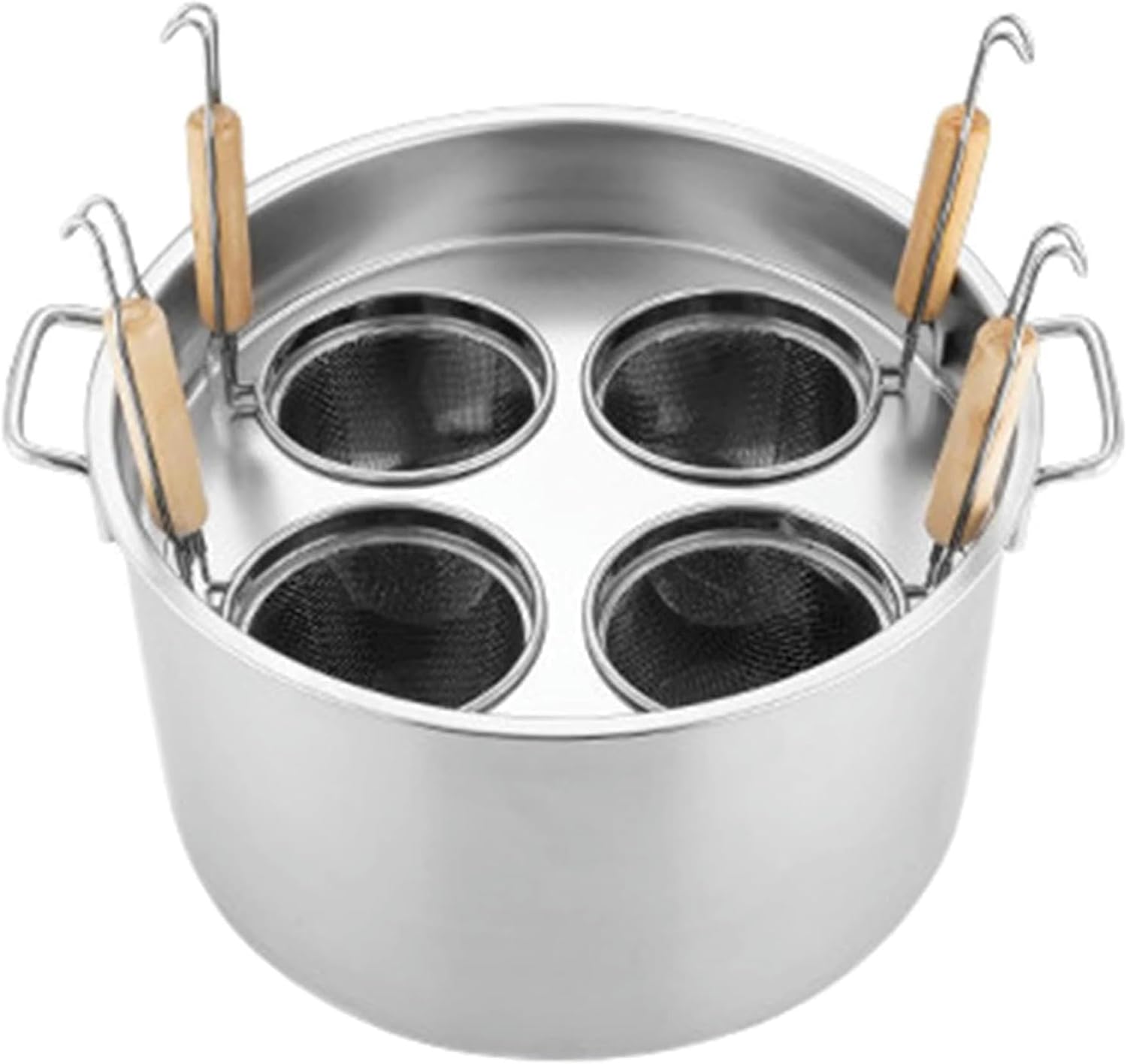 Pasta Pots 4 Holes Multipots Stainless Steel Pasta Cooker Insert Set With 4 Insert Strainer Basket And Lid, Stock Pot For Home Kitchen Restaurant Cooking Tool