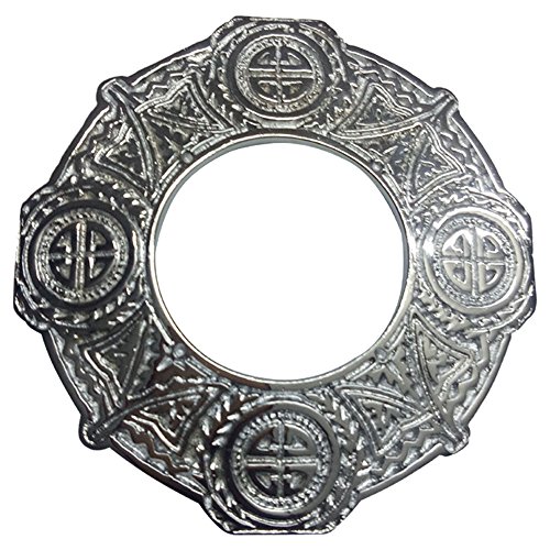 AAR Celtic Knot Chrome Finish Fly Plaid Piper Brooch for 3" Diameter Kilt