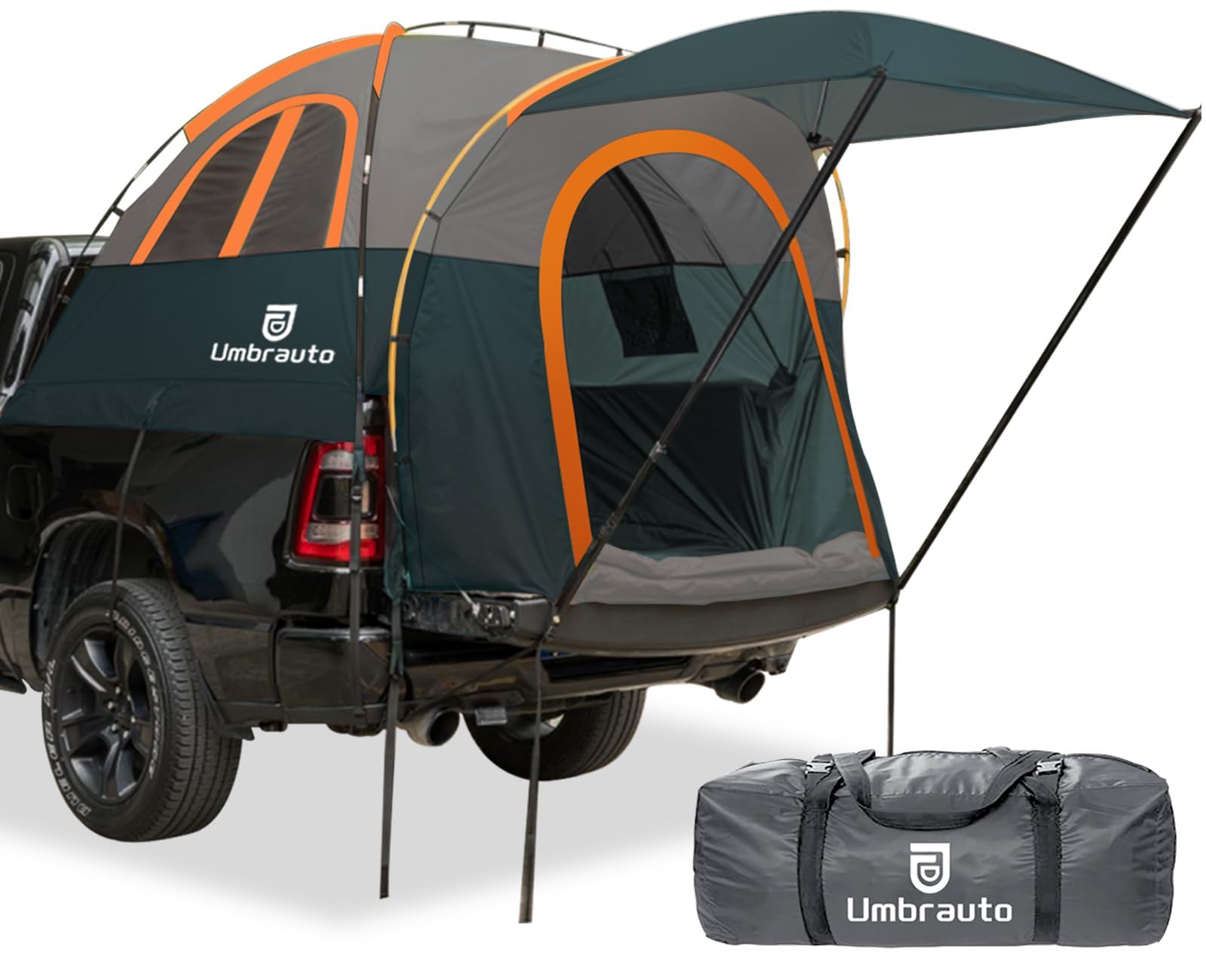 Photo 1 of Umbrauto Truck Bed Tent with Awning: 6.4-6.7FT PU3000mm Waterproof Tailgate Pickup Truck Tents, Easy Set-up for 2 Person, Fits Full Size Short Bed, Chevy, Dodge, Ford, GMC, Green
