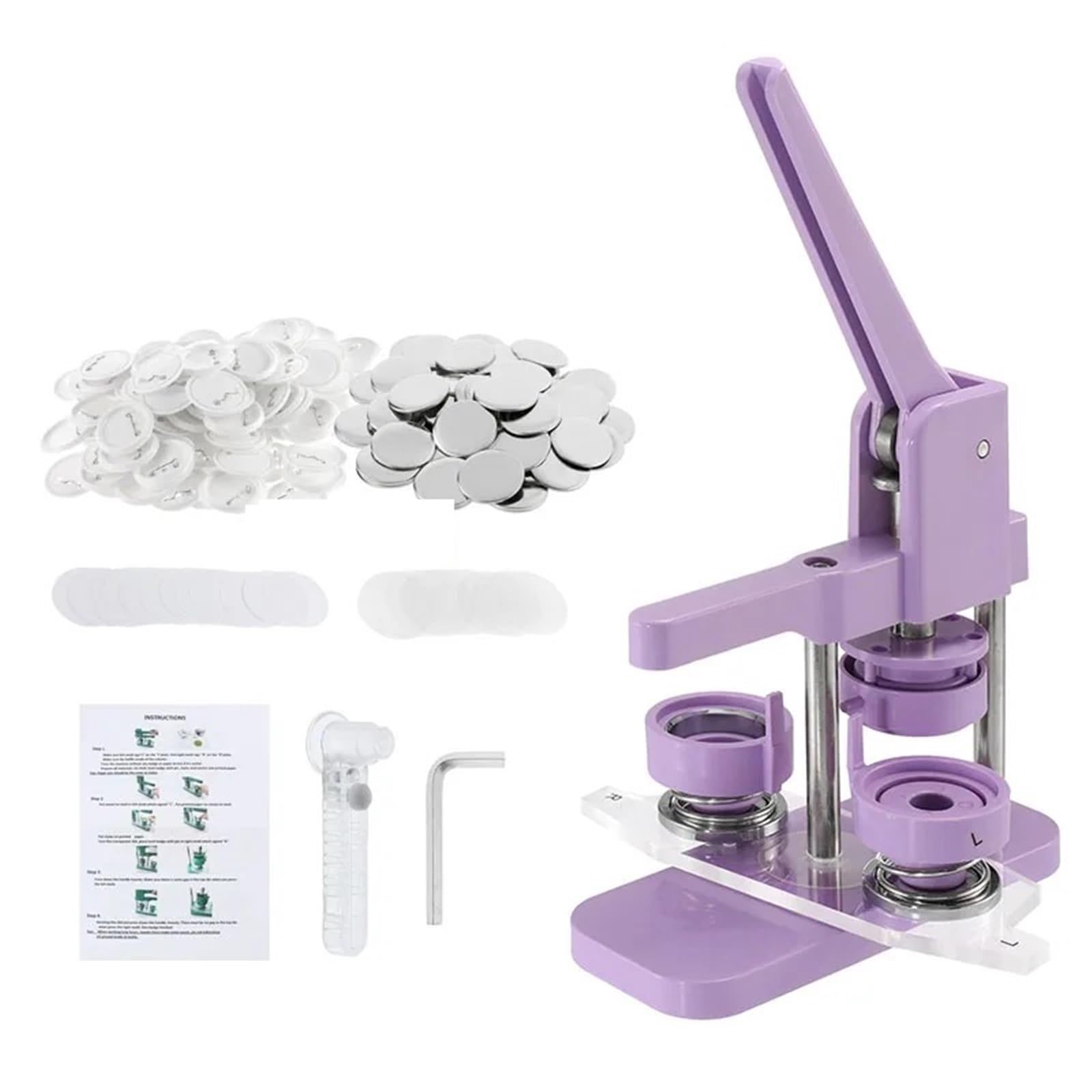 Button Maker Máquina para hacer botones Para molde magnético extraíble 25/32/44/58mm Para 100 juegos piezas Maquina Hacer Chapas(44mm Purple Set)