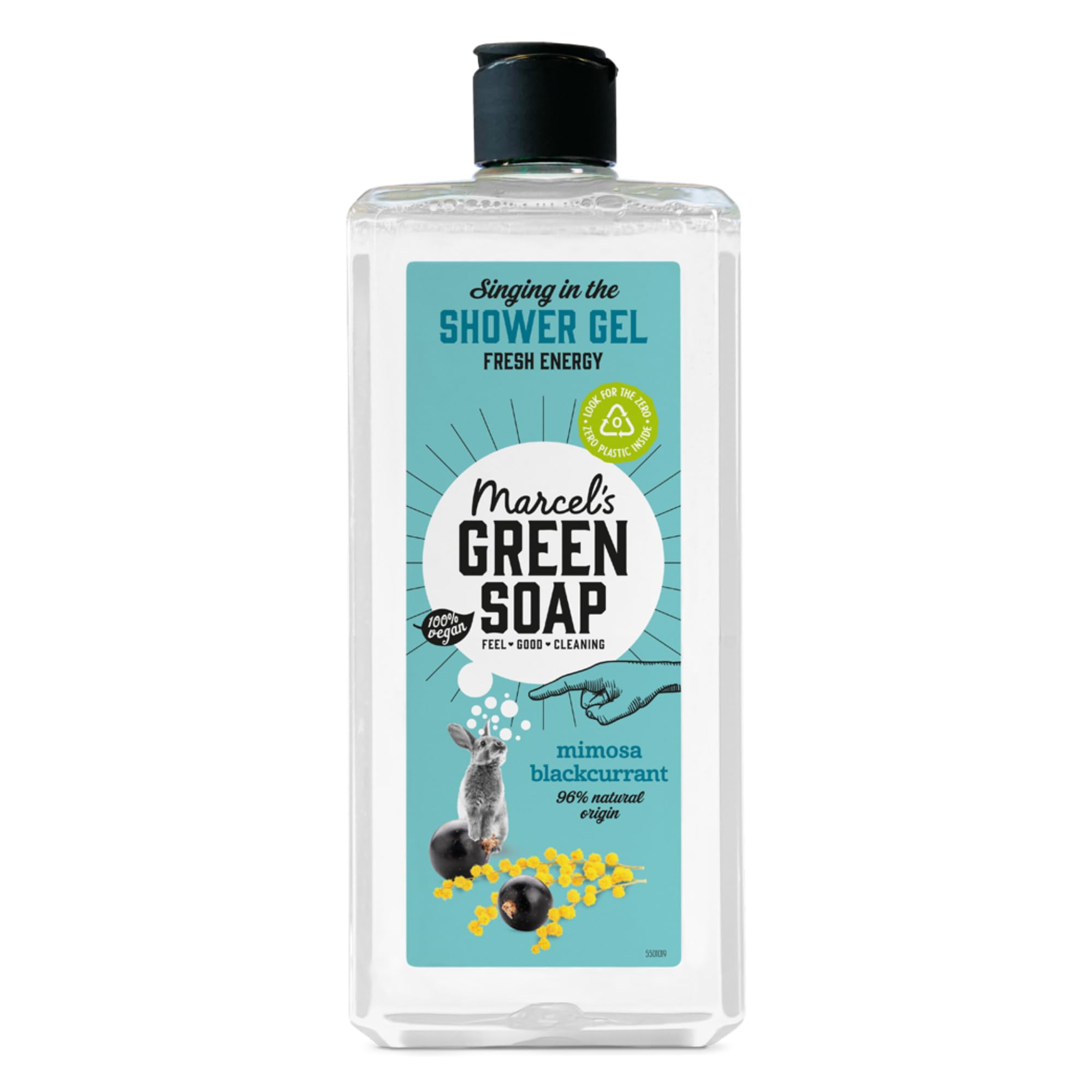 Marcel's Green Soap - Shower Gel Mimosa & Blackcurrant - Microplastic-free formula – Vegan - 100% recycled plastic bottle - Refillable - 300 ml
