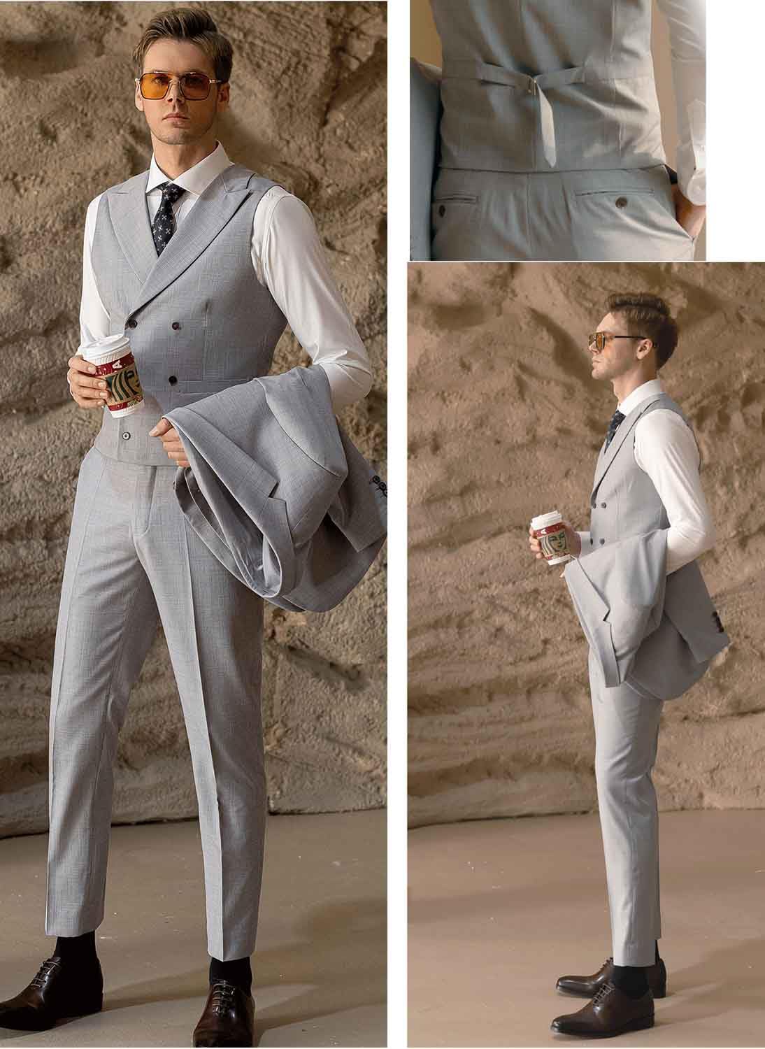 Uomo Abito 3 Pezzi Formale Matrimonio Affari Sposo Prom Un Bottone Tuxedos Giacca Gilet Pantaloni