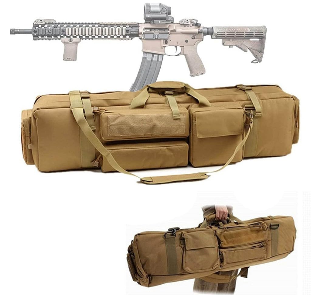 Bolsa Táctica Doble Larga para Rifle, Outdoor Bolsa De Pistola De Fusil M249 De 39 Pulgadas, Funda De Transporte CS Caza Tiro Paintball con Correa De Hombro Portátil