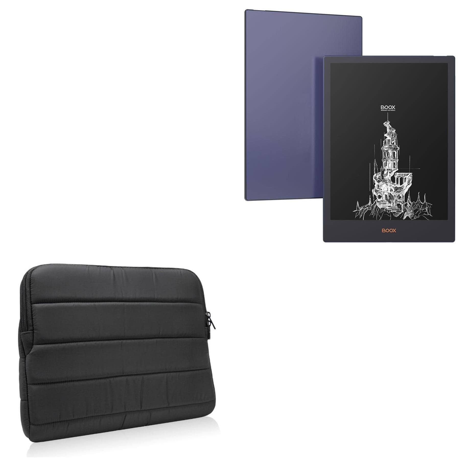 BoxWave Case Compatible with Onyx Boox Note 4 - Polar Jacket, Puffy Padded Material Zip Up Sleeve Pouch - Jet Black