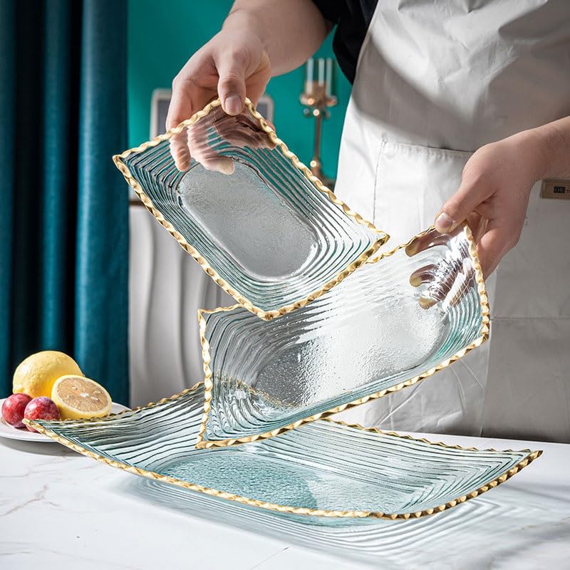 Bandejas para Fruta, Plato de Frutas secas en la Mesa Centro Sala Estar casa, Caja Almacenamiento Cristal for Platos Aperitivos(Small)