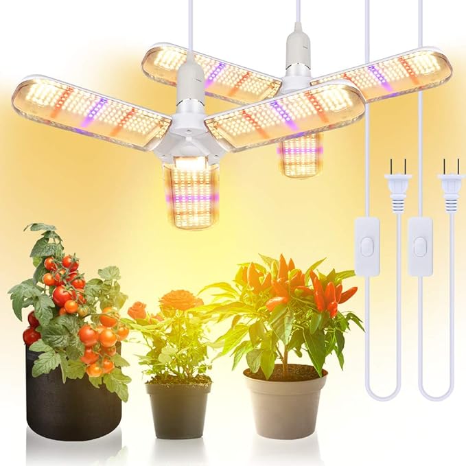 Amazon Com 150w Led Grow Light Bulb Foldable Sunlike Full Spectrum Lamp For Indoor Plants 414 Leds Sunlike Grow Lights With Power Cord E27 Plant Lamp For Flowers Vegetables Greenhouse Hydroponic 2 Pack Home Improvement