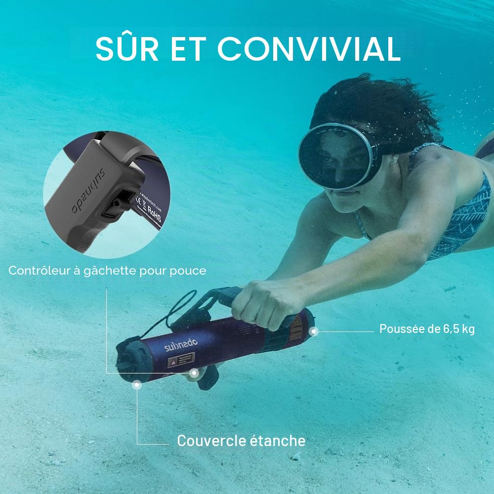 Waydoo Subnado Lite Scooter sous-Marin Compact Portable, Propulseur de Plongée Bleu