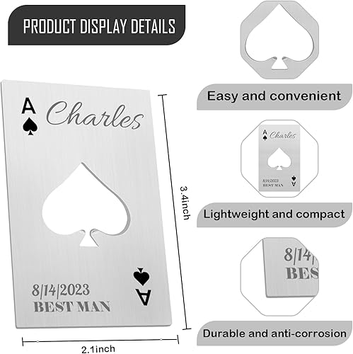 Miniatura 8 de Abrebotellas personalizados, tamaño de tarjeta de crédito, padrinos de boda, regalos para boda, despedida de soltero, abrebotellas de cerveza de