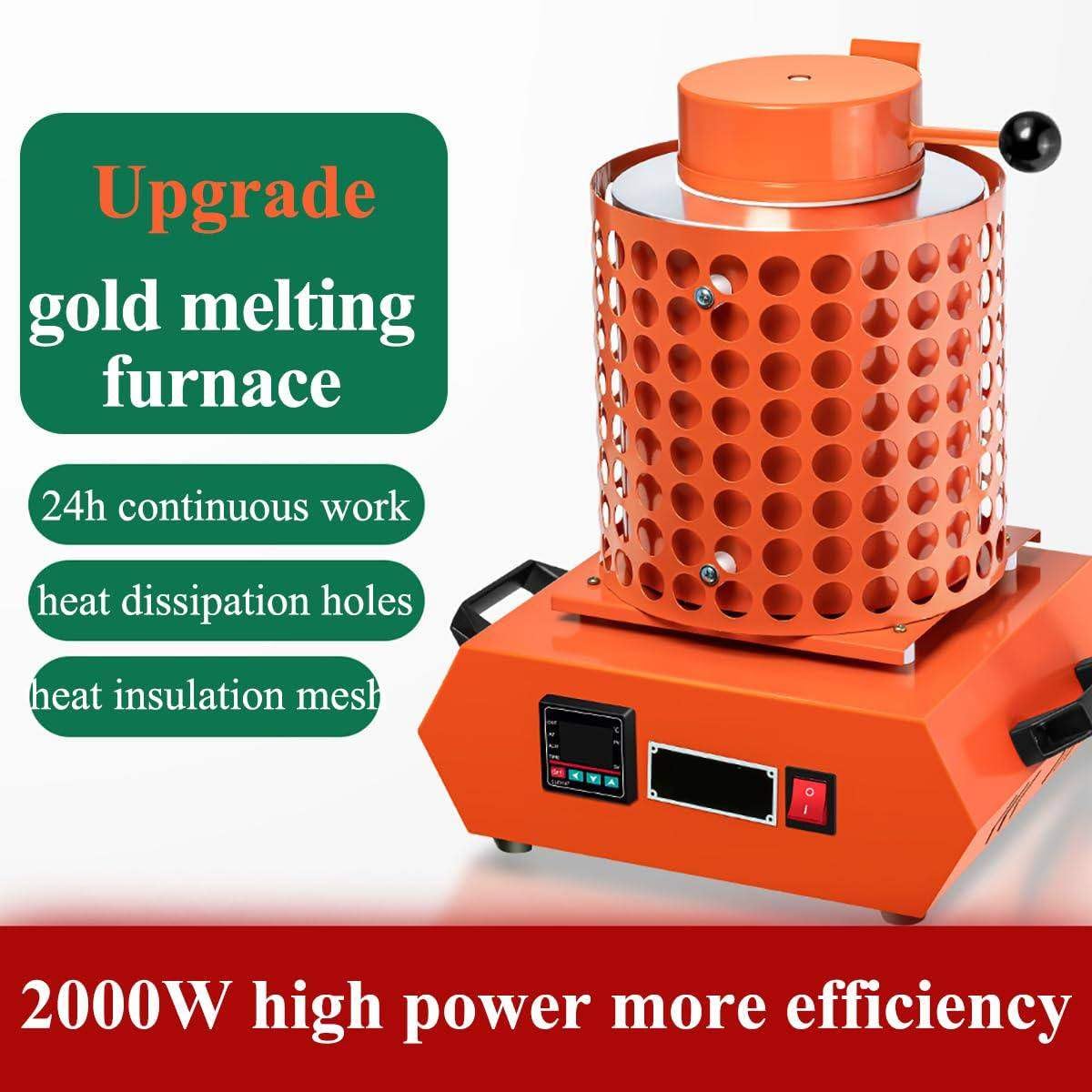 1 kg, 2 kg, 3 kg, 3 kg, elektrisches Gold-Melting, 2000 W, 1150 ℃ / 2102 ℉ PID Schmelzgerät, digitales Metallschmelzgerät mit Graphit zum Schmelzen von Gold / Silber / Aluminium (B,1 kg)