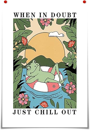 FBKDVC Lienzo divertido de rana para pared, póster con texto en inglés When In Doubt Just Chill Out, póster positivo y positivo con cita disponible en Yaxa Peru