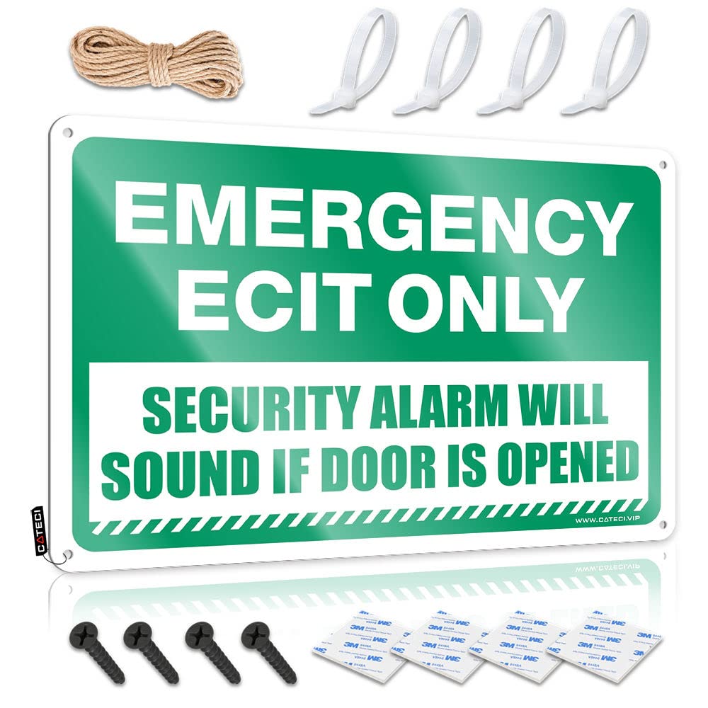 Metal Country Funny Sign - Emergency Exit Only Sign, Security Alarm Will Sound If Door Opened Rustic Wall Art Gift For Gardener Easy Hang For Clearance(30X40CM)