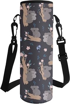 COEQINE Cute Animal Print Water Bottle Cover With Holder for School Girls Lightweight Durtable Women Girls Travel Portable Water Cup Sleeves