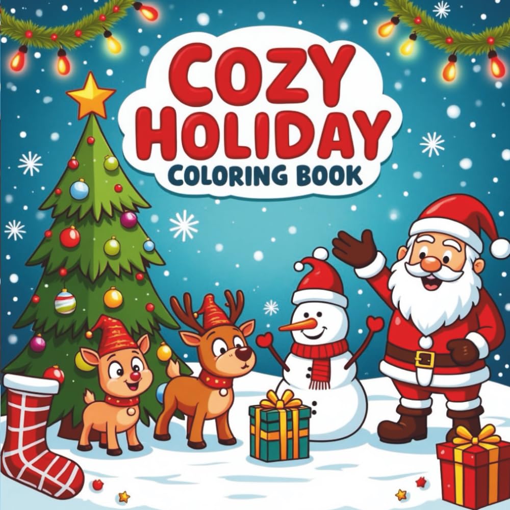 Cozy Holidays Bold & Easy Coloring Book: A Relaxing Winter and Christmas Coloring Book for Adults and Seniors with Large Print, Festive Scenes, Snowy ... Decor, and Simple Designs for Stress Relief